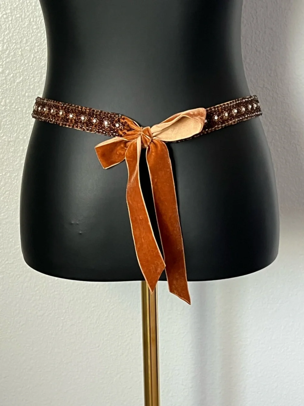 J. Crew Copper Beaded Accent Waist Ribbon Belt - Picture 2 of 3